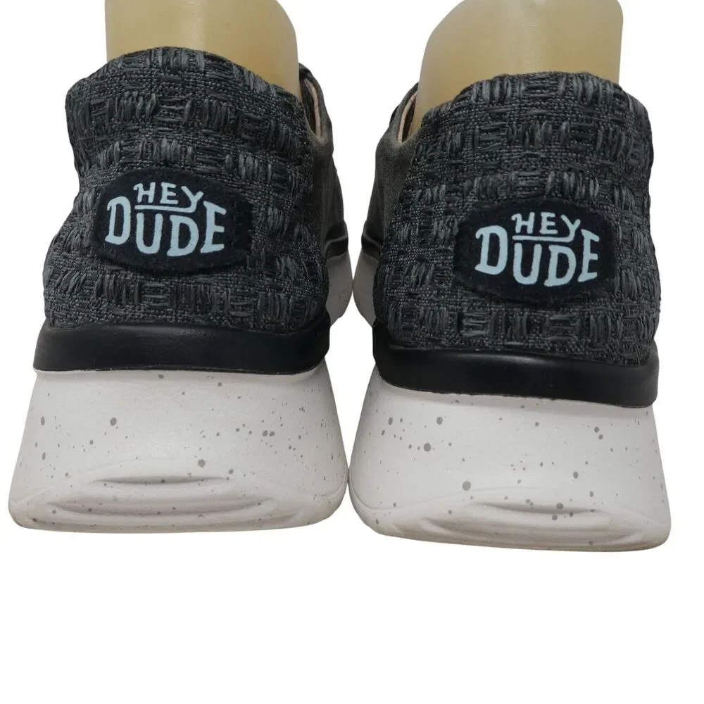 Hey Dude Wendy Peak Chambray Black Canvas Slip On Loafers